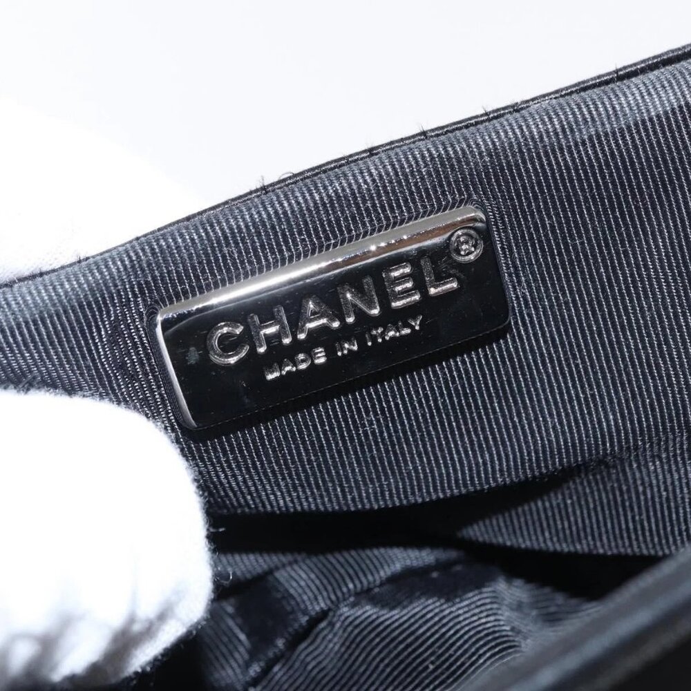 CHANEL Matelasse Chain Shoulder Bag Satin Black Silver CC Auth 157278 - Picture 13 of 16